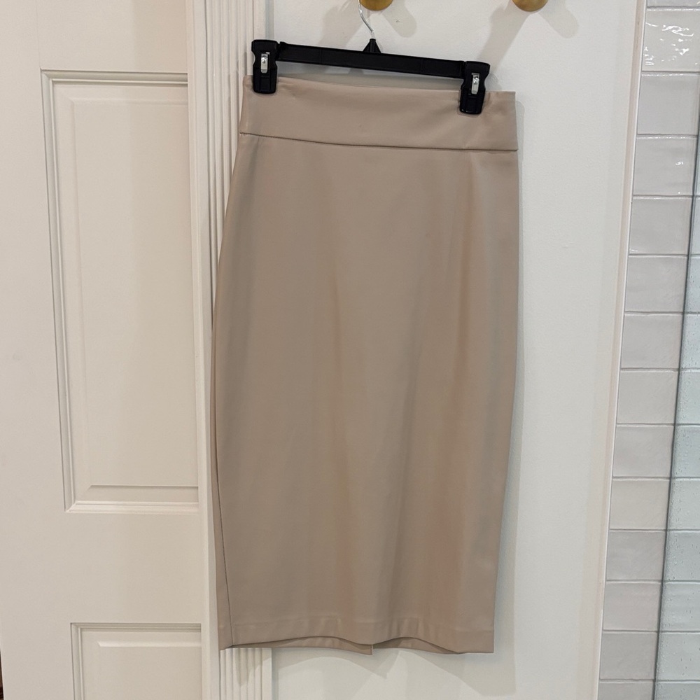 Tart Classic Beige Pleather Pencil Skirt